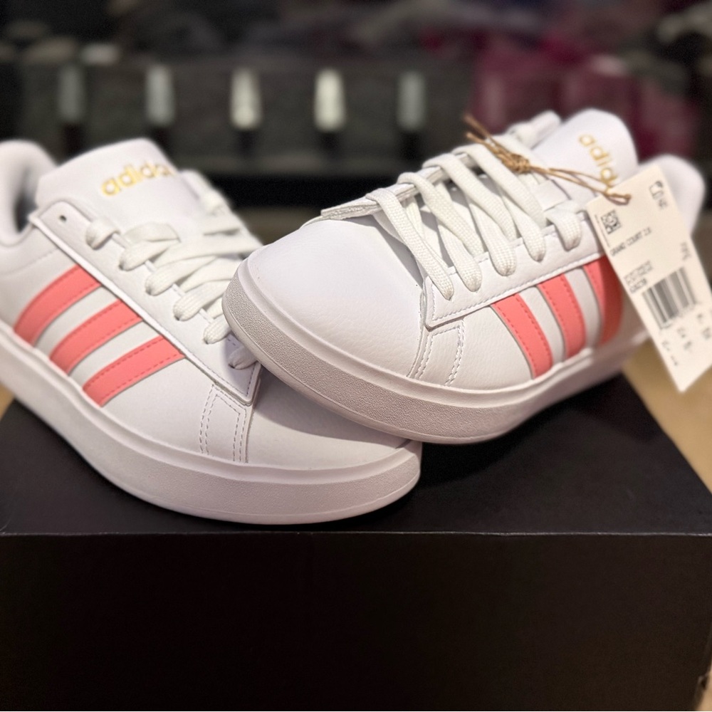 Adidas Women's White and Coral Sneakers